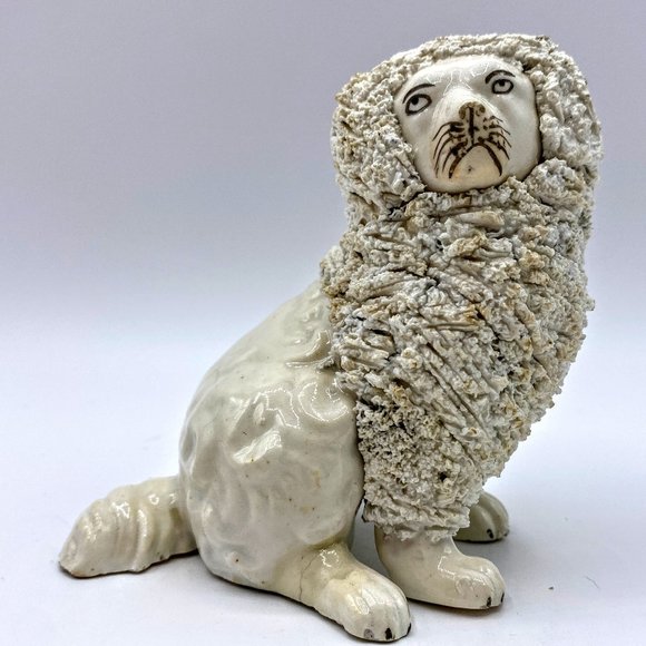 King Charles Spaniel Staffordshire Ceramic Pottery White Victorian 1800's Origin